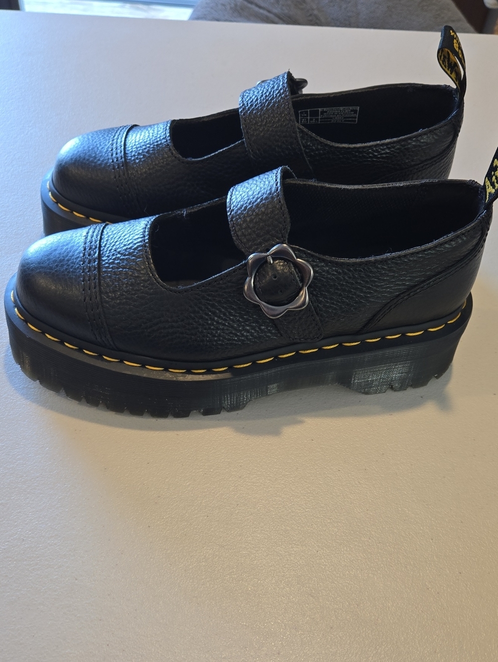 Dr. Martens Addina Flower Buckle Black Mary Jane Shoes - Picture 2 of 6